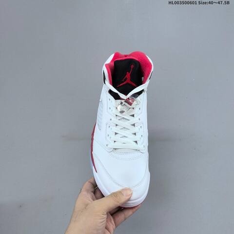 Jordan Air Jordan 5 Retro White Red Black 40 47 5 Basketball - Men's (BS-65823)