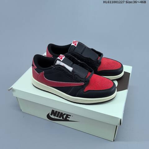 Nike Air Jordan 1 Low x Travis Scott Black Red White 36 46 Lifestyle - Unisex (BS-67246)