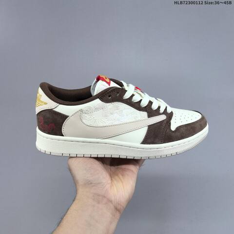 Jordan Air Jordan 1 Low x Travis Scott Black Yellow White And Brown White EU 36-45 Casual - Unisex (BS-67005)