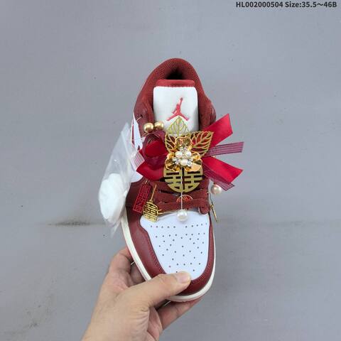 Jordan Air Jordan 1 Low White Burgundy Red EU 35 5-46 Basketball - Unisex (BS-66047)