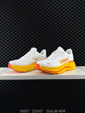 HOKA ONE ONE Bondi 9 White Yellow Orange EU 36-46 Running Shoe Running Sneakers - Unisex (BS-86634)
