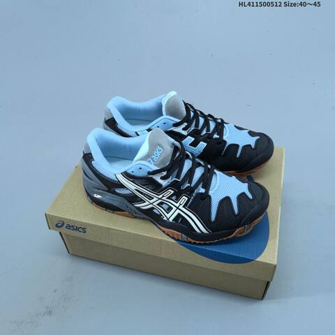 ASICS GEL RESOLUTION 5 Black Light Blue White Gray EU 40-45 Tennis Shoe Casual Sneakers - Men's (BS-68842)