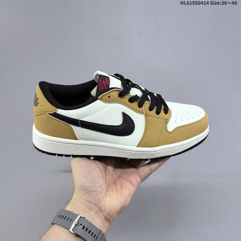 Jordan Air Jordan 1 Low White Black Tan EU 36-46 Casual - Unisex (BS-66195)