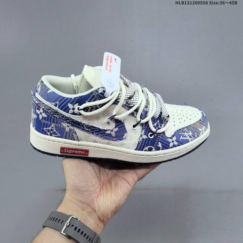 Jordan Air Jordan 1 Low White Navy Blue Black EU 36-45 Casual - Unisex (BS-66007)