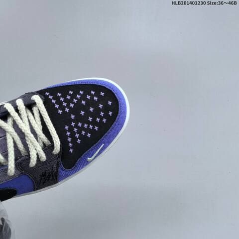 Nike Air Jordan 1 Low OG Black Purple Gray With White Laces 36 46 Casual - Unisex (BS-67179)