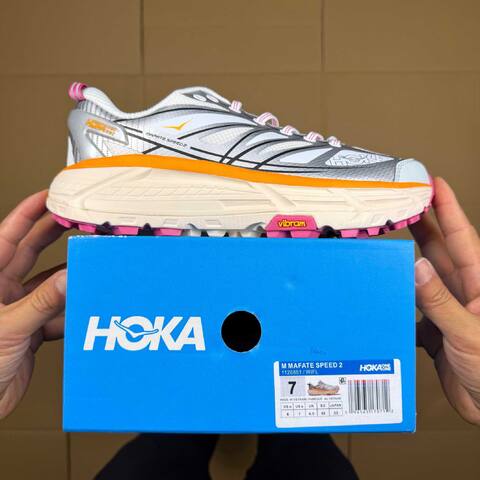 HOKA ONE ONE Mafate Speed 2 White Grey Orange Pink Trail Shoe Trail Running Sneakers (BS-86890)
