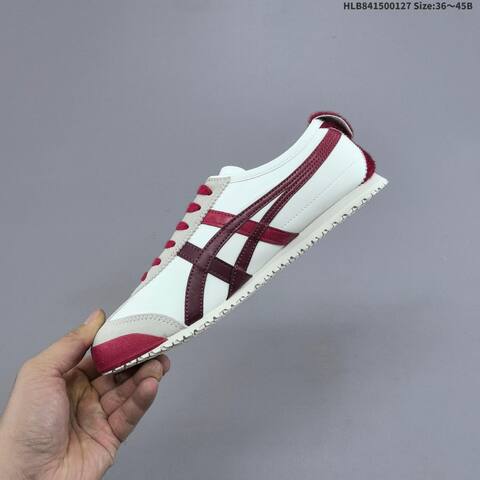 Onitsuka Tiger MEXICO 66 White Cream Burgundy Red EU 36-45 Sneaker Casual Sneakers - Unisex (BS-69034)