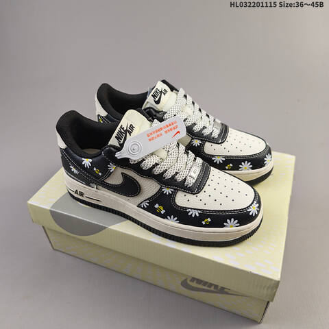 Nike Air Force 1 07 LV8 JP8028-004 Black Off White Grey White Yellow EU 36-45 Sneaker - Unisex (BS-63715)