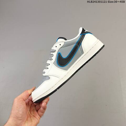 Jordan Air Jordan 1 Low Grey White Black Blue EU 36-45 Basketball - Unisex (BS-63348)