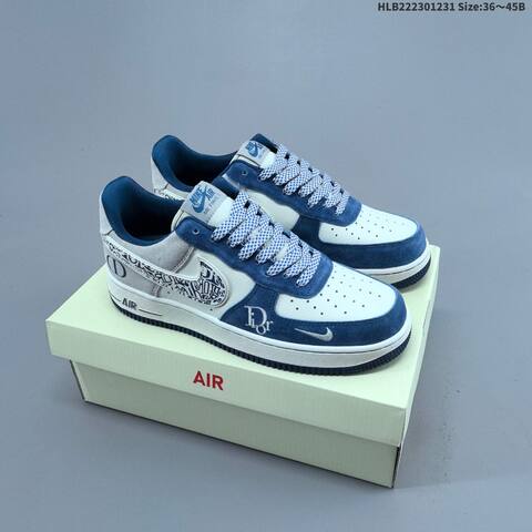 Nike Air Force 1 07 Black White Gray Blue EU 36-45 Skate Shoe - Unisex BS-62302