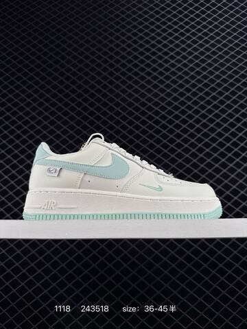 Nike Air Force 1 Low White With Mint Blue Accents 36-45 Lifestyle - Unisex (BS-74148)