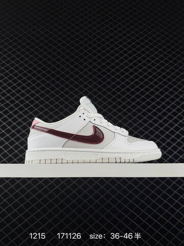 Nike SB Dunk Low Pro White Light Gray With Burgundy Swoosh And Pink Accents 36-46 5 Skate - Unisex (BS-73689)