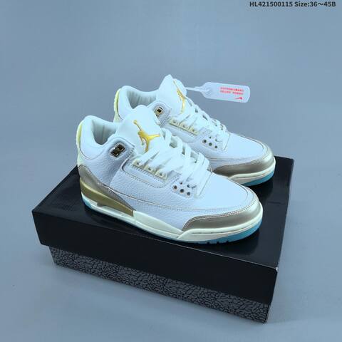 Jordan Air Jordan 3 Retro SE White Metallic Gold Ice Blue 36 45 Basketball - Unisex (BS-66958)