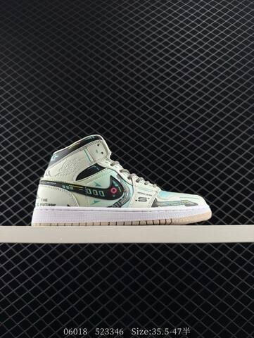 Jordan Air Jordan 1 Mid Light Mint Black Beige White Teal EU 35 5-47 Basketball Shoe - Unisex BS-81179