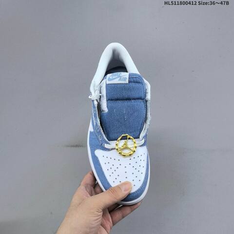 Jordan Air Jordan 1 Low Blue Denim White 36 47B Lifestyle - Women's (BS-66221)