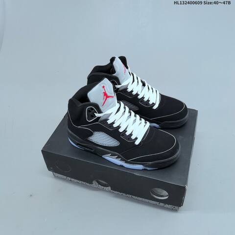 Jordan Air Jordan 5 Retro Black Blue Grey 40 47B Basketball - Men's (BS-65787)