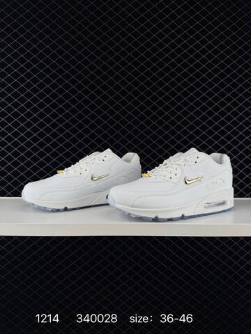 Nike Air Max 90 White With Gold Accents 36-46 Casual - Unisex (BS-73709)
