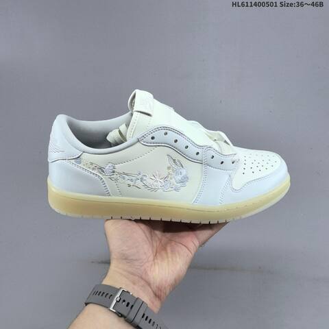 Jordan Air Jordan 1 Retro Low OG White Cream With Floral Embroidery EU 36-46 Casual - Unisex (BS-66071)