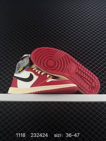 Jordan Union x Air Jordan 1 Retro High PK NRG White Black Red Cream Grey EU 36-47 Basketball Shoe - Unisex (BS-80245)