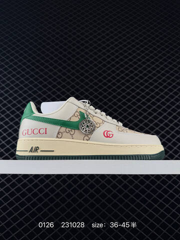 Nike Air Force 1 07 Low White Green Monogram Beige 36-45 5 Lifestyle - Unisex (BS-72940)