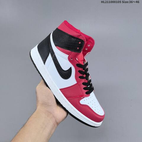 Nike Air Jordan 1 Retro Mid White Black Red 36-46 Basketball - Unisex (BS-67098)