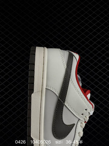 Nike Dunk Low Light Grey White Upper Dark Brown Swoosh And Outsole Red Inner Lining Off-white Midsole EU 36-45 Skate - Unisex (BS-71845)