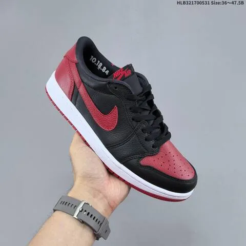 Nike Air Jordan 1 Retro Low OG Black Red White EU 36 47 5 Casual - Unisex BS-65831