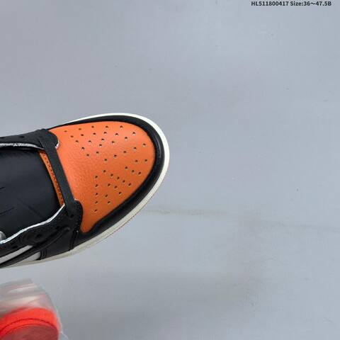 Jordan Air Jordan 1 Low Black White Orange 36 47 5 Casual - Unisex (BS-66163)