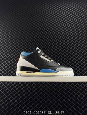 Jordan Air Jordan 3 Retro Rare Air Black Grey Blue Cream Red EU 36-47 Basketball Shoe - Unisex (BS-81263)