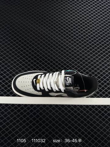 Nike Air Force 1 07 HQ1967-100 Black White With Metallic Silver-camo Swoosh And Gum Pink Outsole EU 36-45 5 Lifestyle - Unisex (BS-74357)