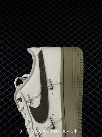 Nike Air Force 1 07 Low Cream White With Brown Swoosh And Olive Sole 36-45 Lifestyle - Unisex (BS-73195)