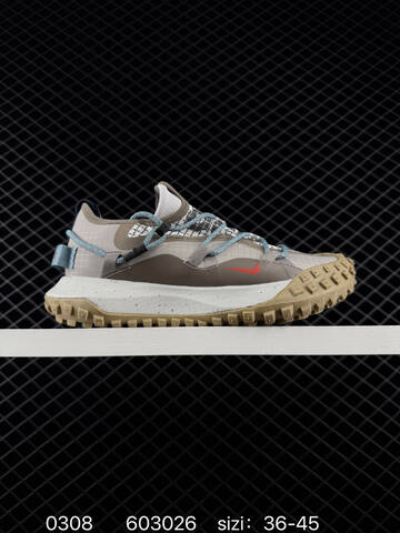 Nike ACG Mountain Fly Low GTX SE Beige Gray With Tan Outsole And Red Swoosh 36-45 Trail - Unisex (BS-72740)