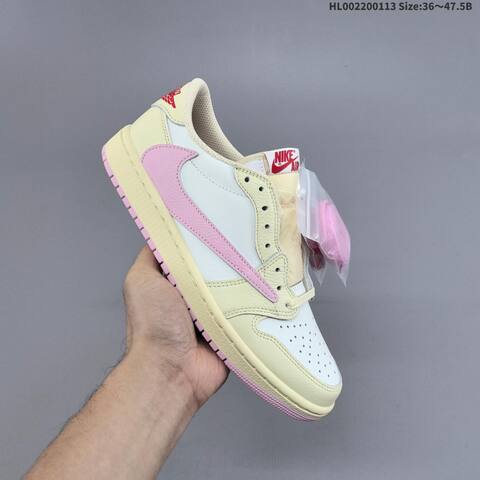 Nike Air Jordan 1 Low Travis Scott Cream White Pink 36 47 5 Lifestyle - Unisex (BS-66989)