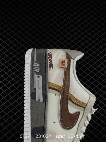 Nike Air Force 1 Low Cream White With Brown And Tan Accents 36-45 Lifestyle - Unisex (BS-73263)