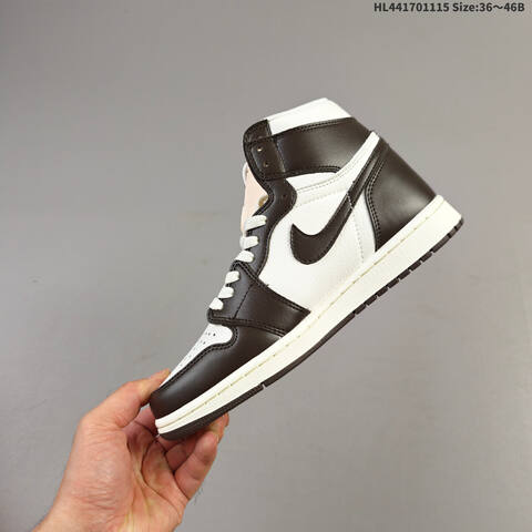 Jordan Air Jordan 1 Retro High OG Black White Cream With Peach Accents 36 46B Lifestyle - Women's (BS-63706)