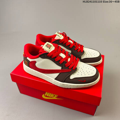 Jordan Air Jordan 1 Low x Travis Scott Brown White Red EU 36-45 Casual - Unisex (BS-63868)