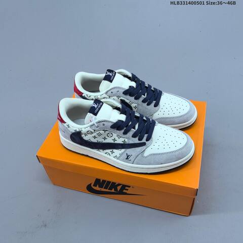 Louis Vuitton Nike Air Jordan 1 x Travis Scott AIR JORDAN DIY White Gray Black Navy (BS-66062)