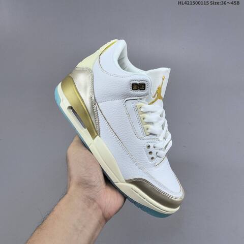 Jordan Air Jordan 3 Retro SE White Metallic Gold Icy Blue EU 36-45 Basketball - Unisex (BS-66967)