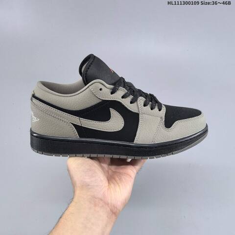 Jordan Air Jordan 1 Low OG Black And Grey With Pink Logo 36 46 Casual - Unisex (BS-67033)