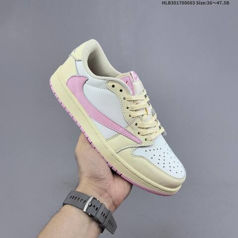 Nike Air Jordan 1 Low x Travis Scott White Pink Cream Pastel 36 47 5 Lifestyle - Unisex (BS-65813)