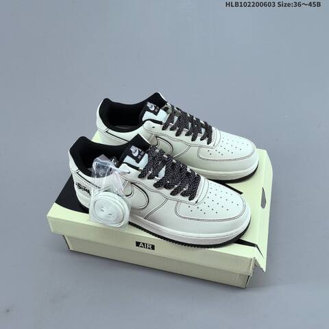 Nike Air Force 1 07 LV8 Stussy Off White Black EU 36-45 Sneaker - Unisex (BS-59980)