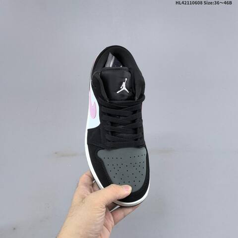 Jordan Air Jordan 1 Low Black White Gray Pink 36 46B Casual - Women's (BS-65799)