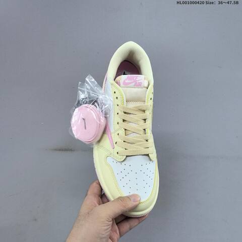 Nike Air Jordan 1 Low Cream White Pink 36 47 5 Lifestyle - Unisex (BS-66122)