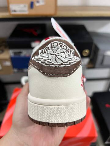 Jordan Air Jordan 1 Low Travis Scott CNY JY6988-141 Sail Brown Red White Sneaker (BS-87220)