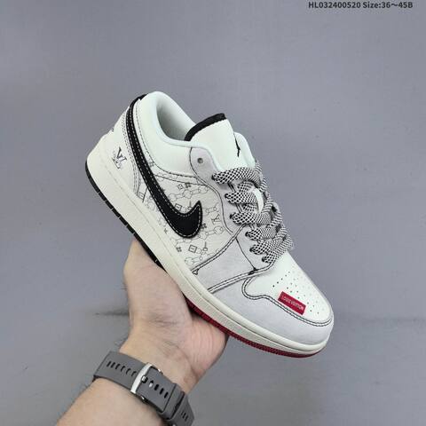 Jordan Air Jordan 1 Low White Black Red EU 36 45 Basketball - Unisex BS-65909
