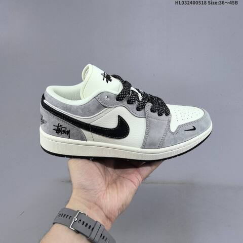 Jordan Air Jordan 1 Low Grey White Black EU 36-45 Basketball - Unisex (BS-65932)