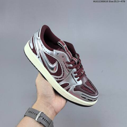 Nike Air Jordan 1 Retro Low OG Burgundy Silver Cream 35 5 47B Lifestyle - Women's (BS-65783)