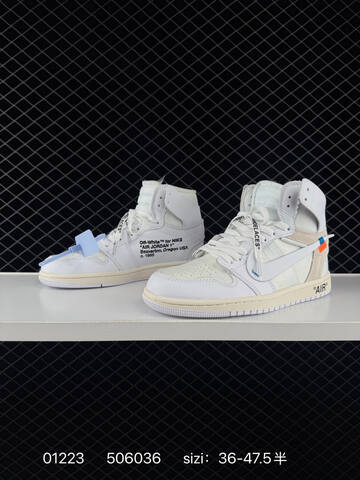 Nike Jordan Off White Air Jordan 1 Retro High OG White Cream Blue Orange EU 36-47 5 Sneaker - Unisex BS-79787