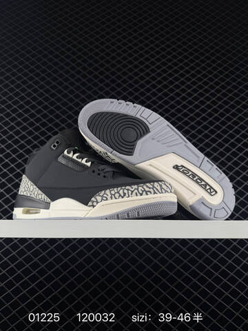 Jordan Air Jordan 3 Black Off White Gray EU 39-46 Basketball Shoe - Unisex (BS-79777)