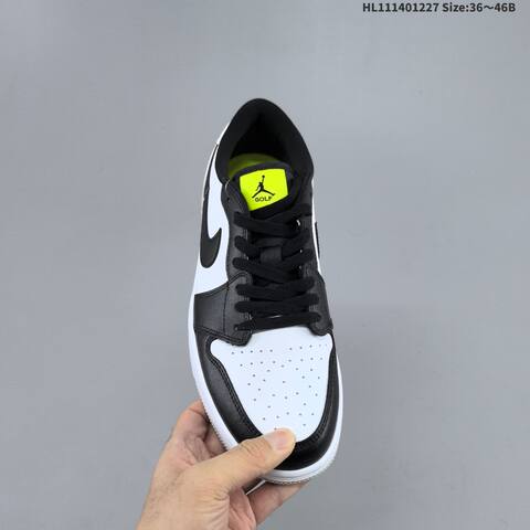 Nike Air Jordan 1 Low Black White With Neon Yellow Accents 36 46B Casual - Women's (BS-67249)